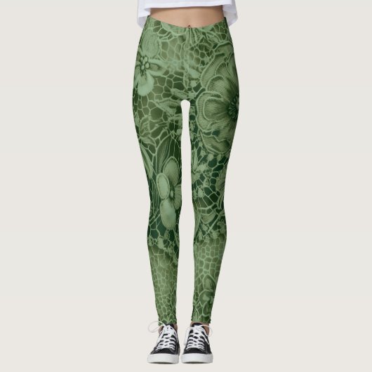 "Emerald Green  kant" Leggings (Voorkant)