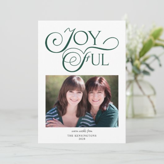 Emerald Green Kerstfeestelijke kerstfoto Feestdagenkaart (Staand voorkant)