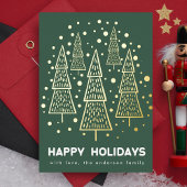 Emerald Green Kerstmis Pine Tree Forest Happy Folie Feestdagenkaart