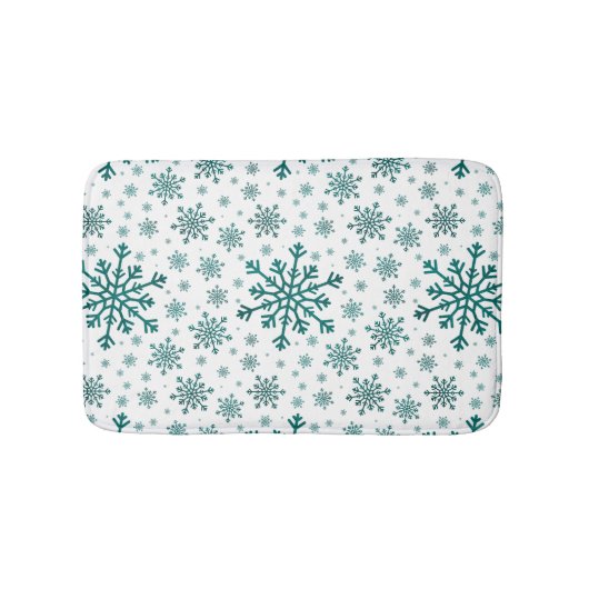 Emerald Green Kerstmis Snowflakes op Winter White Badmat (Voorkant)