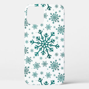 Emerald Green Kerstmis Snowflakes op Winter White Case-Mate iPhone Case