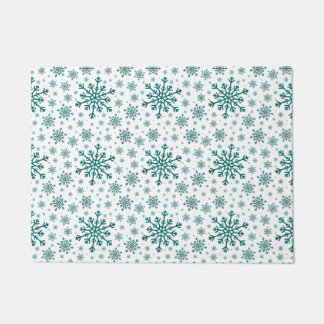 Emerald Green Kerstmis Snowflakes op Winter White Deurmat