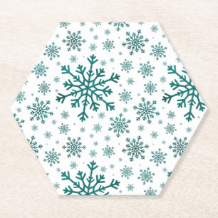 Emerald Green Kerstmis Snowflakes op Winter White Kartonnen Onderzetters