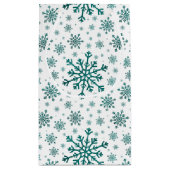 Emerald Green Kerstmis Snowflakes op Winter White Klein Cadeauzakje (Achterkant)