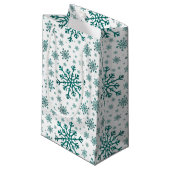 Emerald Green Kerstmis Snowflakes op Winter White Klein Cadeauzakje (Voorkant Gekanteld)