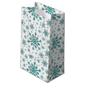 Emerald Green Kerstmis Snowflakes op Winter White Klein Cadeauzakje (Achterkant Gekanteld)