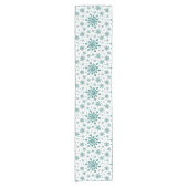 Emerald Green Kerstmis Snowflakes op Winter White Korte Tafelloper (Voorkant)