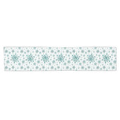 Emerald Green Kerstmis Snowflakes op Winter White Korte Tafelloper (Horizontaal)