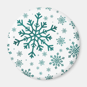 Emerald Green Kerstmis Snowflakes op Winter White Magneet