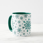 Emerald Green Kerstmis Snowflakes op Winter White Mok (Voorkant links)