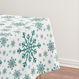 Emerald Green Kerstmis Snowflakes op Winter White Tafelkleed
