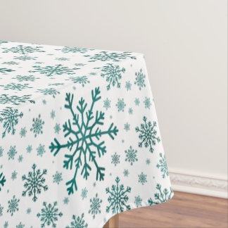 Emerald Green Kerstmis Snowflakes op Winter White Tafelkleed