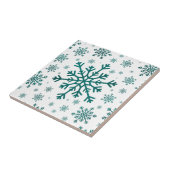 Emerald Green Kerstmis Snowflakes op Winter White Tegeltje (Zijkant)