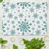 Emerald Green Kerstmis Snowflakes op Winter White Theedoek (Gevouwen)