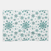 Emerald Green Kerstmis Snowflakes op Winter White Theedoek (Horizontaal)