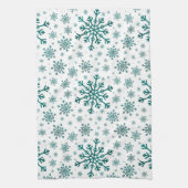 Emerald Green Kerstmis Snowflakes op Winter White Theedoek (Verticaal)