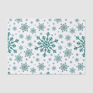 Emerald Green Kerstmis Snowflakes op Winter White Tissuepapier