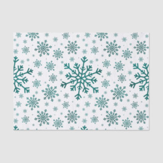 Emerald Green Kerstmis Snowflakes op Winter White Tissuepapier