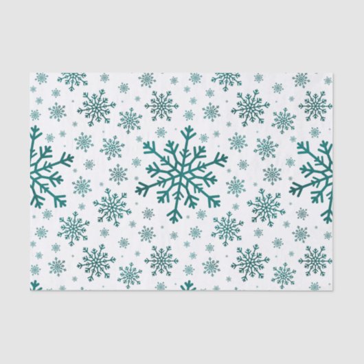 Emerald Green Kerstmis Snowflakes op Winter White Tissuepapier (Voorkant)