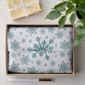 Emerald Green Kerstmis Snowflakes op Winter White Tissuepapier (Geschenk)