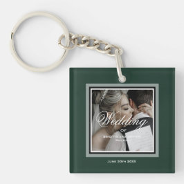 Emerald green klantgerichte trouwfoto-sleutelhange sleutelhanger