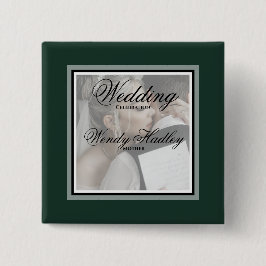Emerald green klantgerichte trouwnaamknop vierkante button 5,1 cm