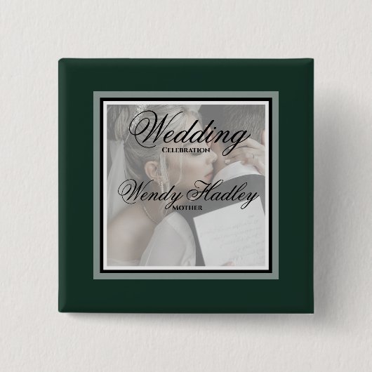 Emerald green klantgerichte trouwnaamknop vierkante button 5,1 cm (Voorkant)