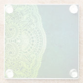 Emerald Green Lace Glazen Onderzetter (Achterkant)