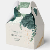 Emerald Green Leaf & Blush Rose Romantic Wedding Bedankdoosjes (Voorkant)