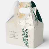 Emerald Green Leaf & Blush Rose Romantic Wedding Bedankdoosjes (Achterkant)