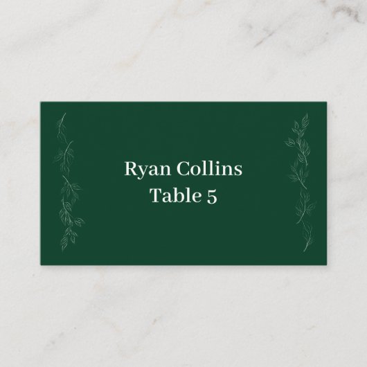Emerald Green Leaf Place Cards Plaatskaartje (Voorkant)