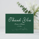 Emerald Green Leaf Thank You Card Bedankkaart (Staand voorkant)