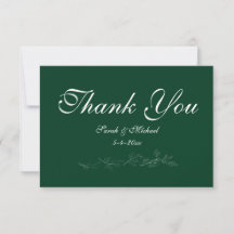 Emerald Green Leaf Thank You Card