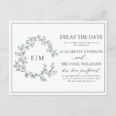 Emerald Green Leafy Crest Monogram Vertraging Datu Uitnodiging Briefkaart (Voorkant)