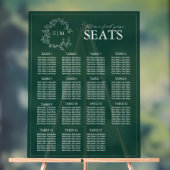 Emerald Green Leafy Crest Monogram Weddenschap Acryl Bord (Neutraal)