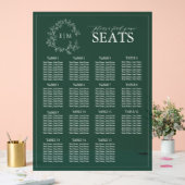 Emerald Green Leafy Crest Monogram Weddenschap Acryl Bord (Huwelijk)