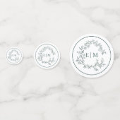 Emerald Green Leafy Crest Monogram Weddenschap Confetti (Achterkanten)