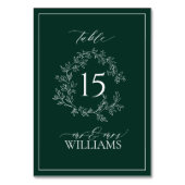 Emerald Green Leafy Crest Monogram Weddenschap Kaart (Achterkant)