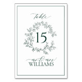 Emerald Green Leafy Crest Monogram Weddenschap Kaart (Voorkant)