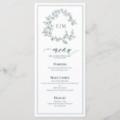 Emerald Green Leafy Crest Monogram Weddenschap Men Menu (Voorkant)