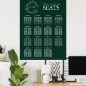 Emerald Green Leafy Crest Monogram Weddenschap Poster (Thuiskantoor)