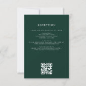 Emerald Green Leafy Crest Monogram Wedding QR-code Kaart (Achterkant)