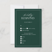 Emerald Green Leafy Crest Monogram Wedding RSVP (Achterkant)