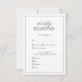 Emerald Green Leafy Crest Monogram Wedding RSVP Kaartje (Achterkant)