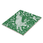 Emerald Green Leaping Rabbit Bunny Floral Garden Tegeltje (Zijkant)