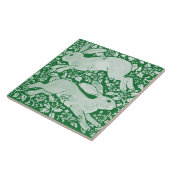 Emerald Green Leaping Rabbits Chinoiserie Floral Tegeltje (Zijkant)