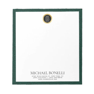 Emerald Green Leather Circle Logo professional Notitieblok