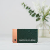 Emerald Green Leather & Roos Gold Visitekaartje (Staand voorkant)