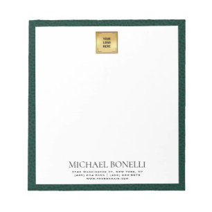 Emerald Green Leather Square Logo professional Notitieblok