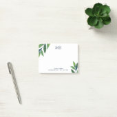 Emerald Green Leaves Monogram Post-it® Notes (Kantoor)